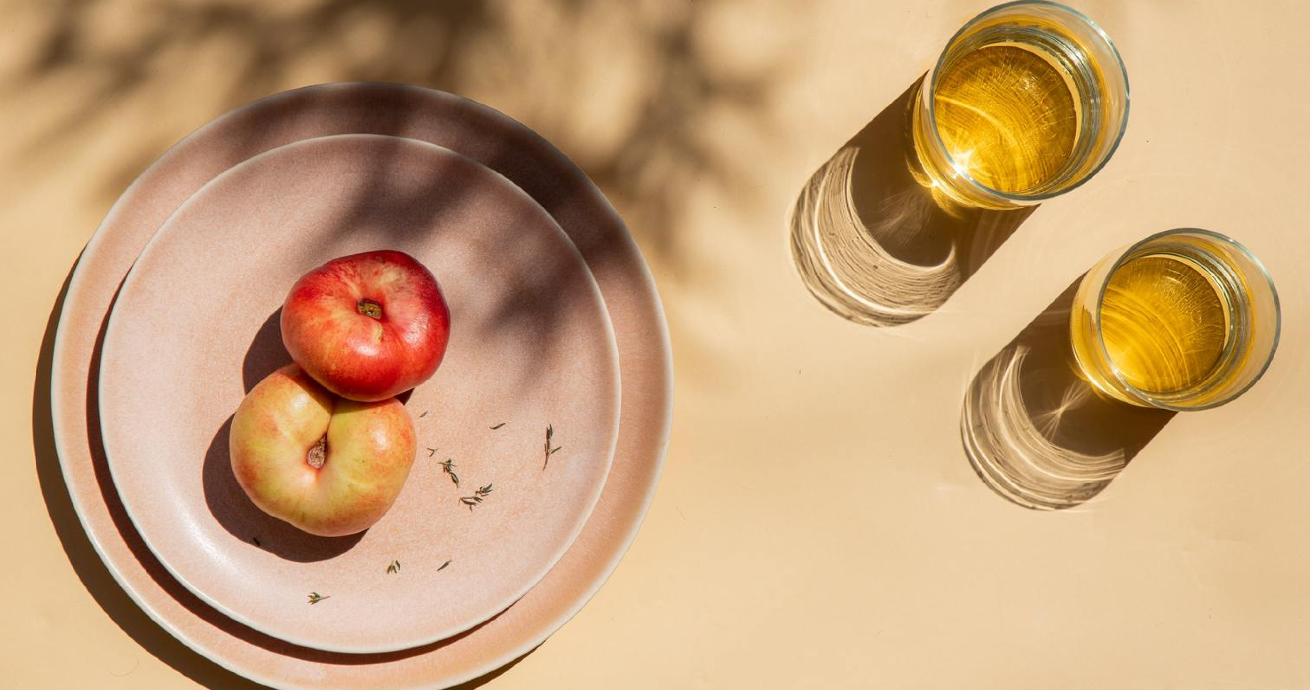 Table setup with fruits and drinks