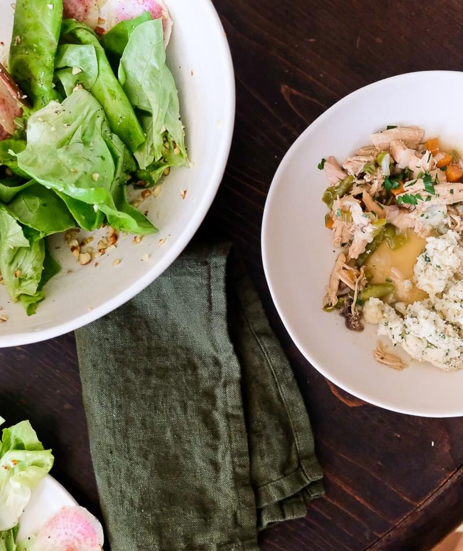 Meal with salad and side dish